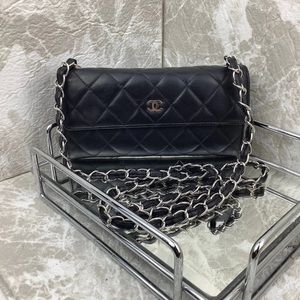 Chanel Quilted Lambskin Wallet on Added Chain